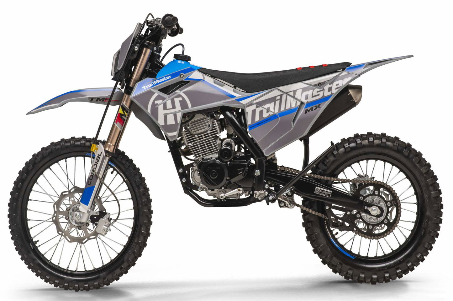 TrailMaster MX250-Pro Dirt Bike, 5-Speed Manual, Dual Disc Brakes, Electric Start (21/18) Wheels