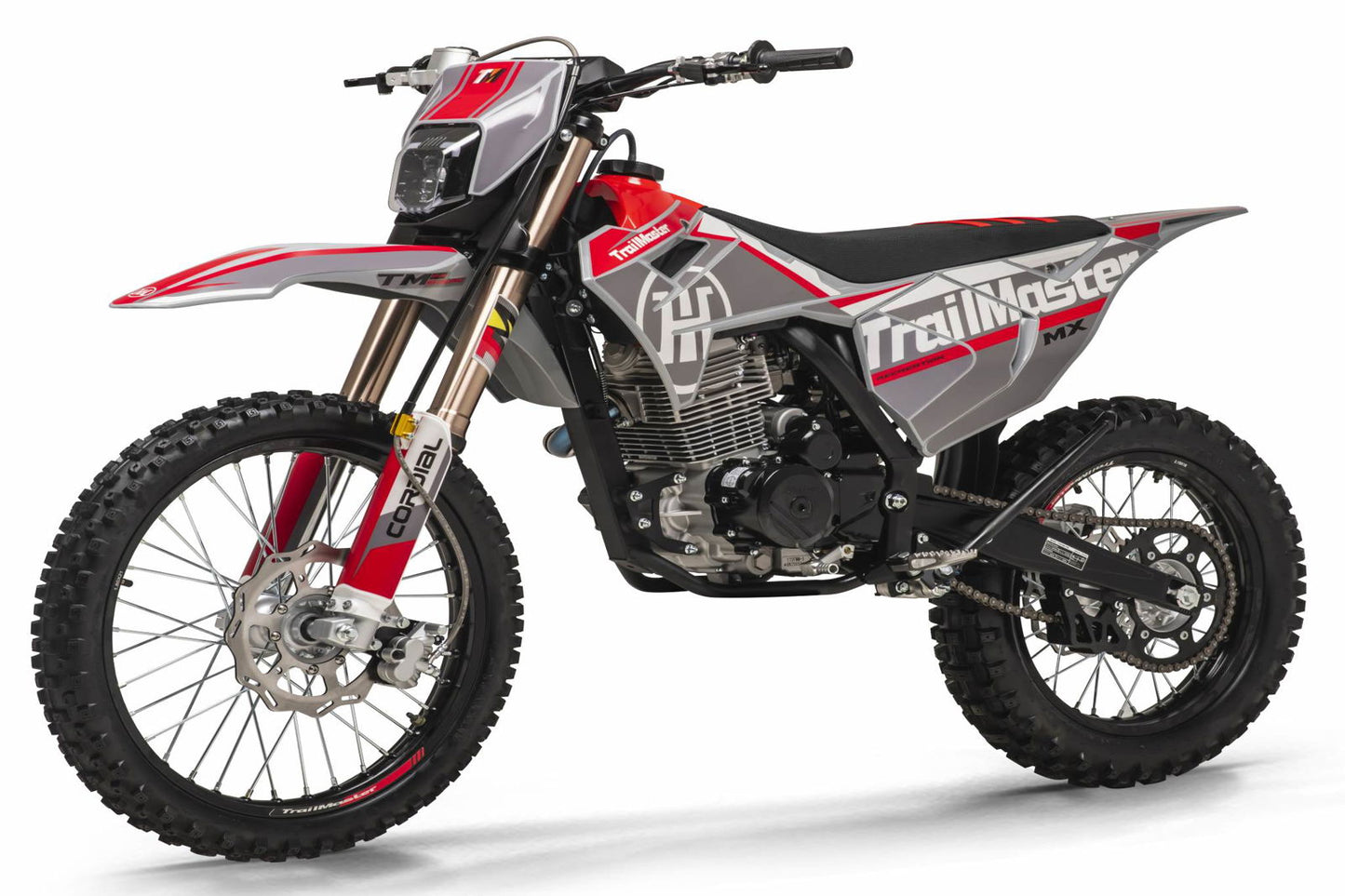 TrailMaster MX250-Pro Dirt Bike, 5-Speed Manual, Dual Disc Brakes, Electric Start (21/18) Wheels