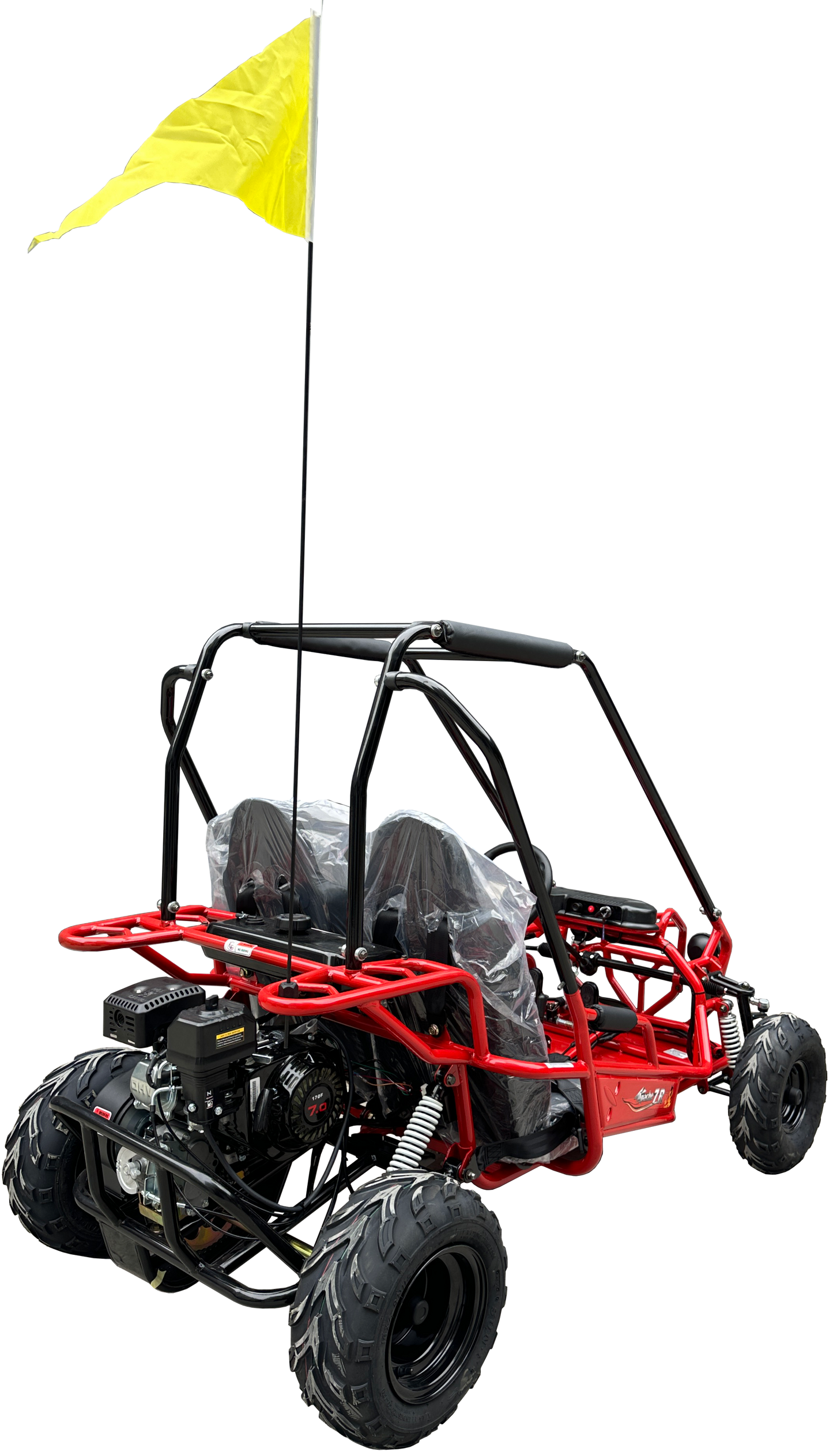 Apache 7 212cc Youth Go Kart for Kids Ages 10+ – Full Roll Cage, High-Back Seats, Over-the-Shoulder Harnesses, Air-Cooled Engine