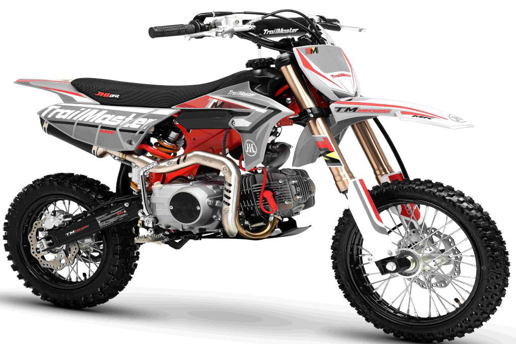 TrailMaster MK125S Pro Series Dirt Bike, 4-Speed Semi-Automatic, Electric Start, Dual Disc Brakes, (14/12) Wheels