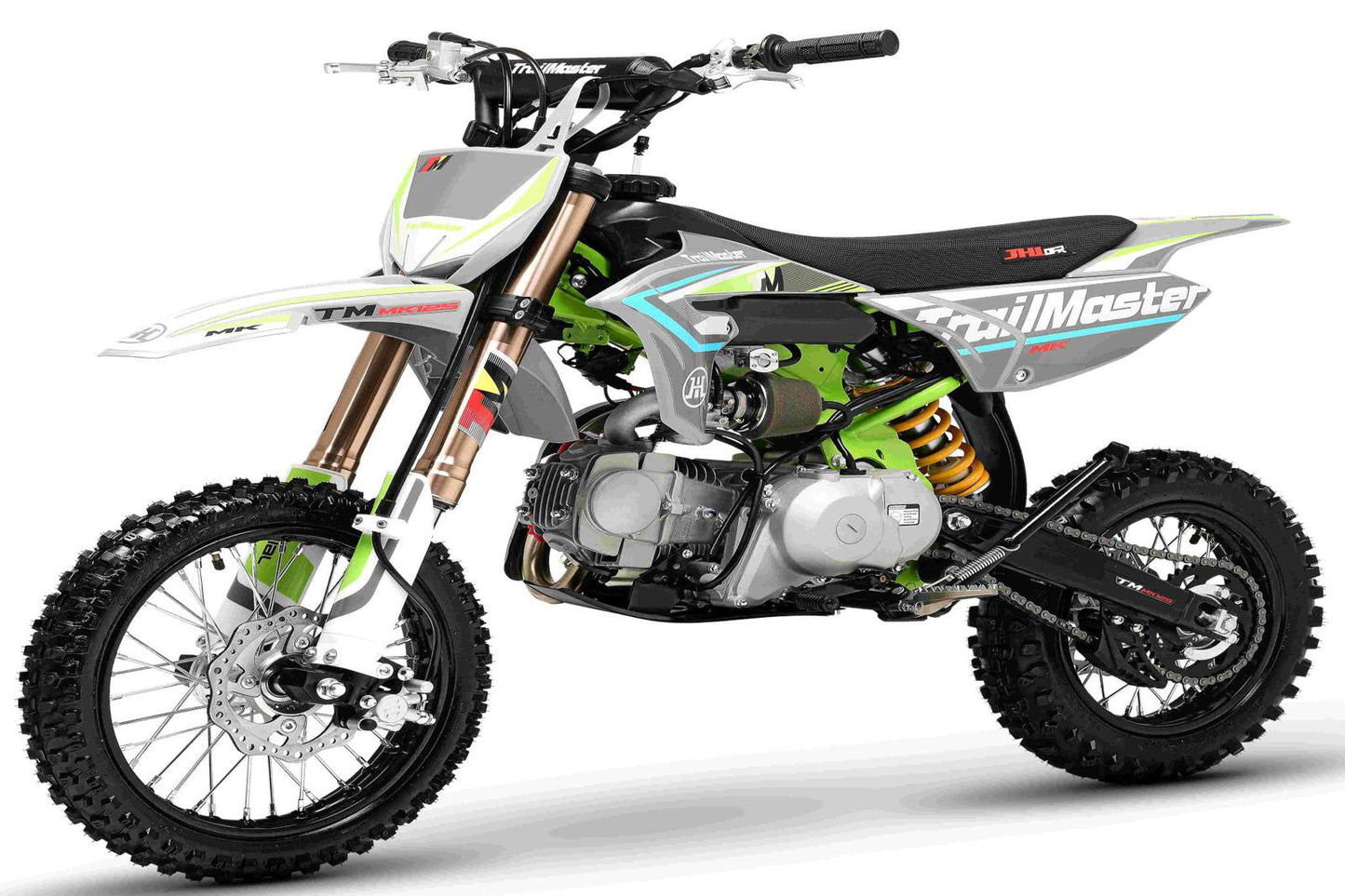 TrailMaster MK125S Pro Series Dirt Bike, 4-Speed Semi-Automatic, Electric Start, Dual Disc Brakes, (14/12) Wheels