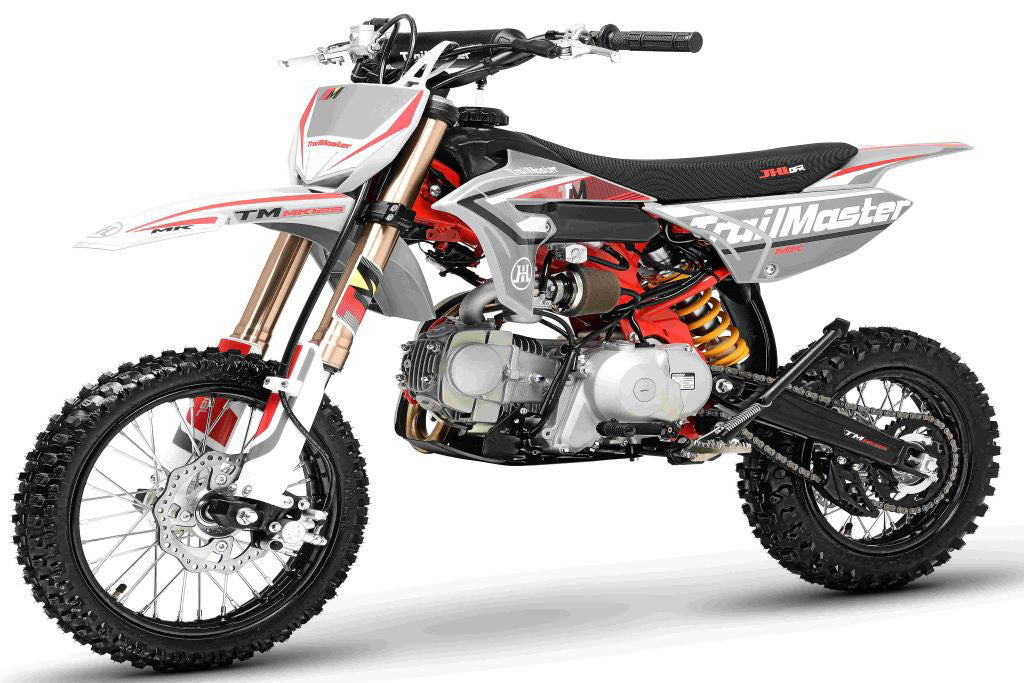 TrailMaster MK125S Pro Series Dirt Bike, 4-Speed Semi-Automatic, Electric Start, Dual Disc Brakes, (14/12) Wheels