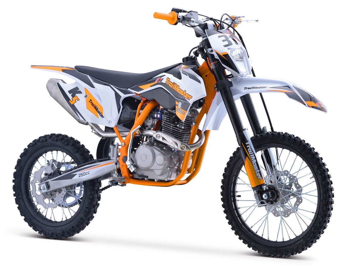 TrailMaster TM31 250cc Dirt Bike 5-Speed Manual Dual Disc Brakes, Electric Start with Kick backup (19/16)