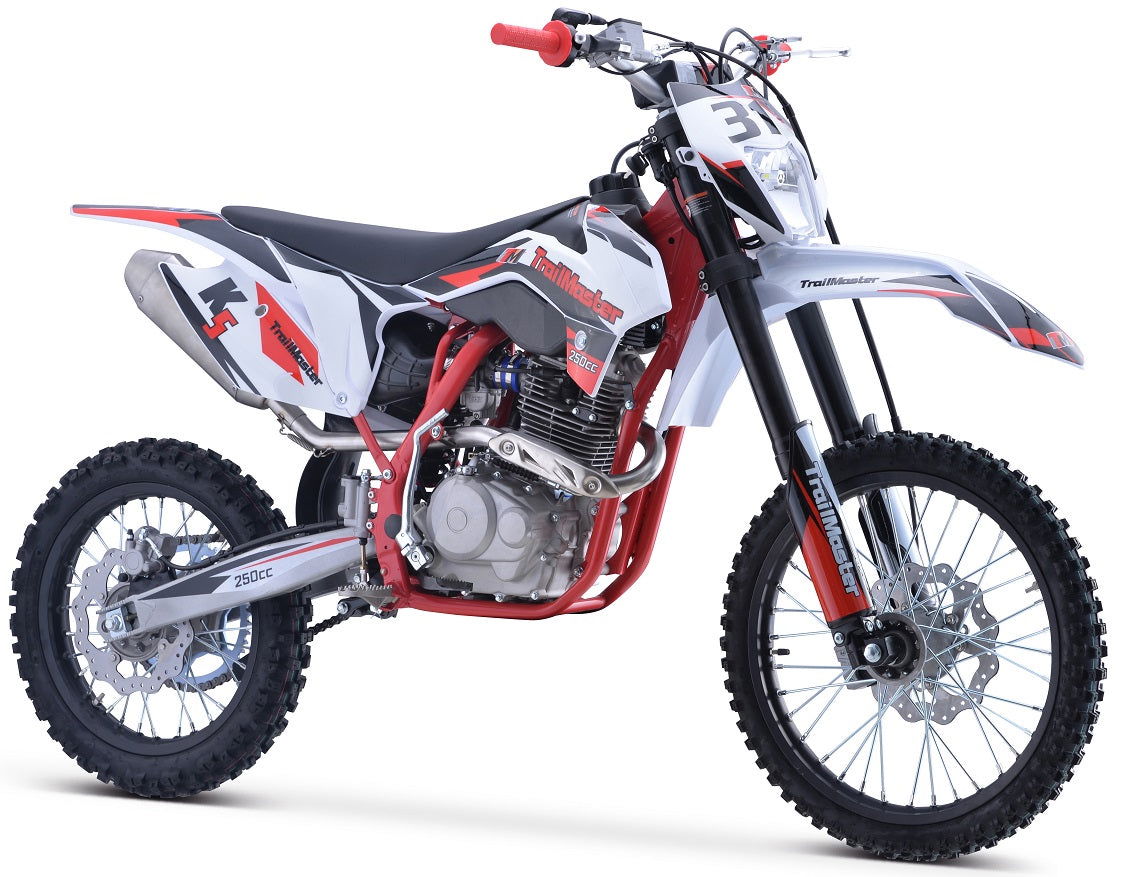 TrailMaster TM31 250cc Dirt Bike 5-Speed Manual Dual Disc Brakes, Electric Start with Kick backup (19/16)