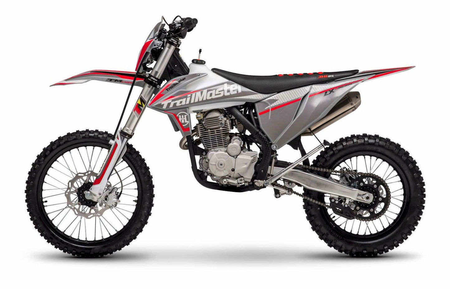 TrailMaster LX250 Dirt Bike, 6-Speed Manual, Dual Disc Brakes, Electric Start with Kick backup, (21/18) Wheels