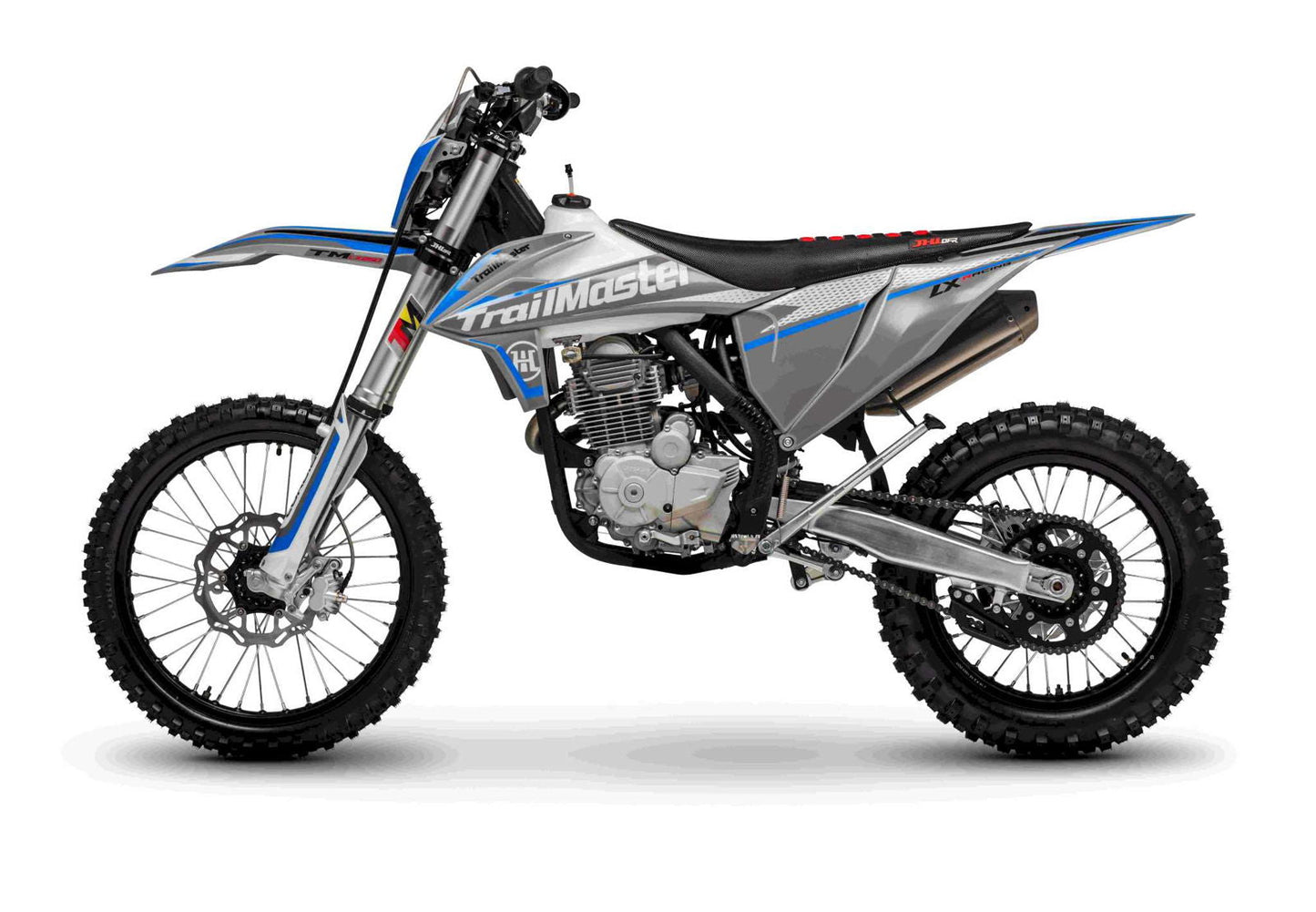 TrailMaster LX250 Dirt Bike, 6-Speed Manual, Dual Disc Brakes, Electric Start with Kick backup, (21/18) Wheels