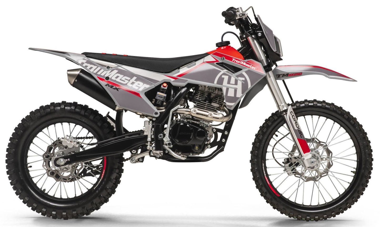 TrailMaster MX250 Dirt Bike, 5-Speed Manual, Electric Start, Dual Disc Brakes, (21/18) Wheels