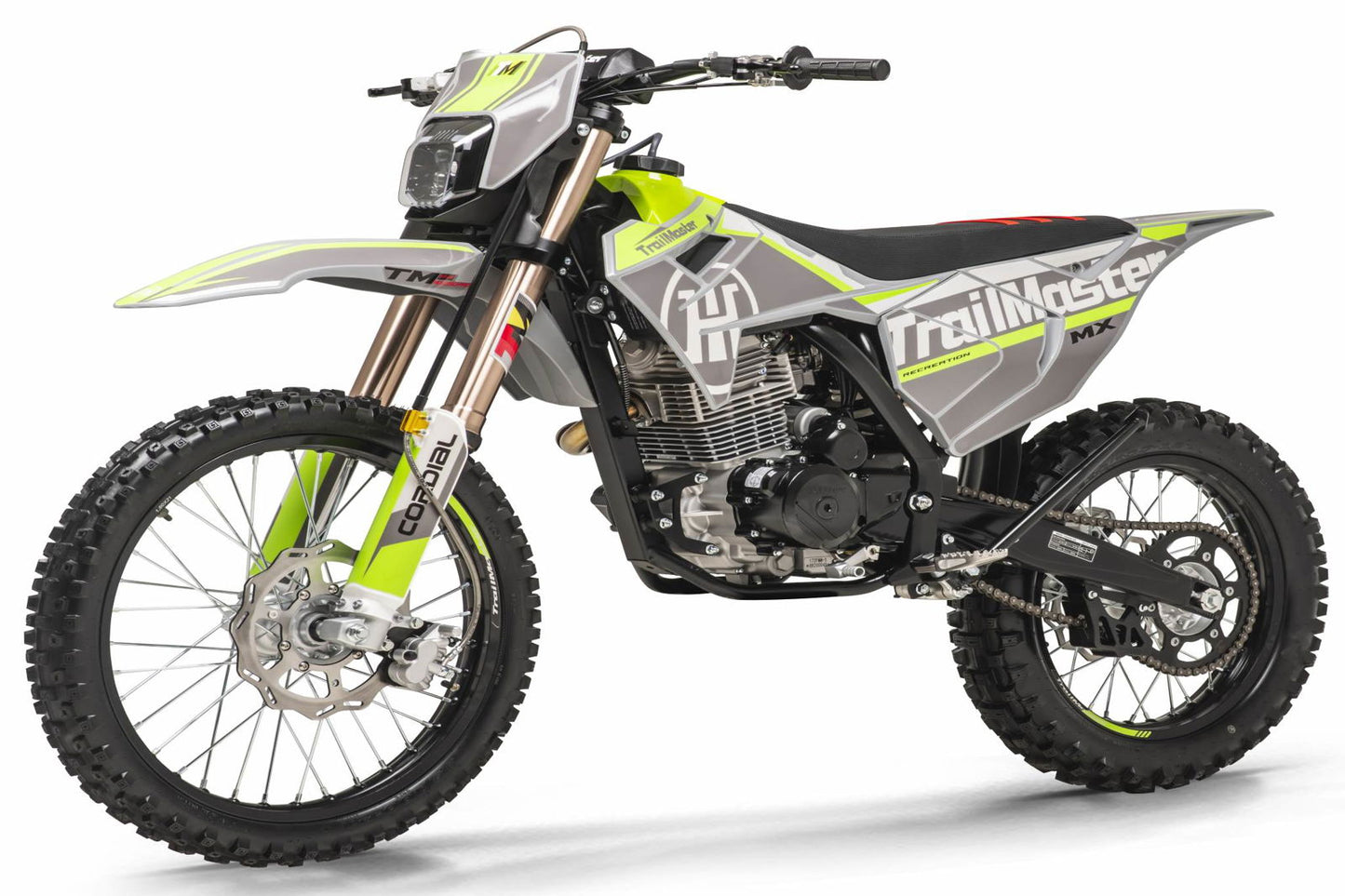 TrailMaster MX250-Pro Dirt Bike, 5-Speed Manual, Dual Disc Brakes, Electric Start (21/18) Wheels