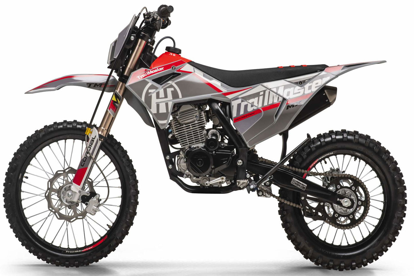 TrailMaster MX250-Pro Dirt Bike, 5-Speed Manual, Dual Disc Brakes, Electric Start (21/18) Wheels