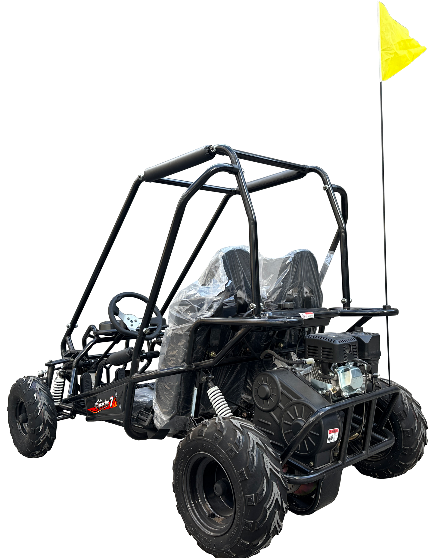 Apache 7 212cc Youth Go Kart for Kids Ages 10+ – Full Roll Cage, High-Back Seats, Over-the-Shoulder Harnesses, Air-Cooled Engine