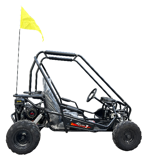 Apache 7 212cc Youth Go Kart for Kids Ages 10+ – Full Roll Cage, High-Back Seats, Over-the-Shoulder Harnesses, Air-Cooled Engine