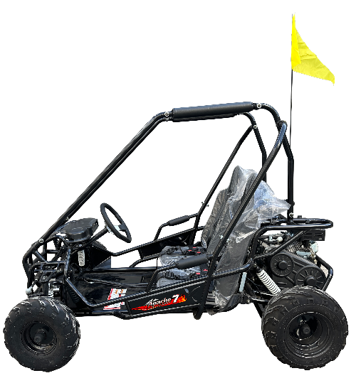 Apache 7 212cc Youth Go Kart for Kids Ages 10+ – Full Roll Cage, High-Back Seats, Over-the-Shoulder Harnesses, Air-Cooled Engine