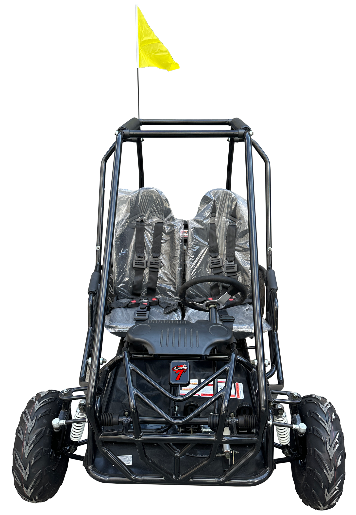 Apache 7 212cc Youth Go Kart for Kids Ages 10+ – Full Roll Cage, High-Back Seats, Over-the-Shoulder Harnesses, Air-Cooled Engine