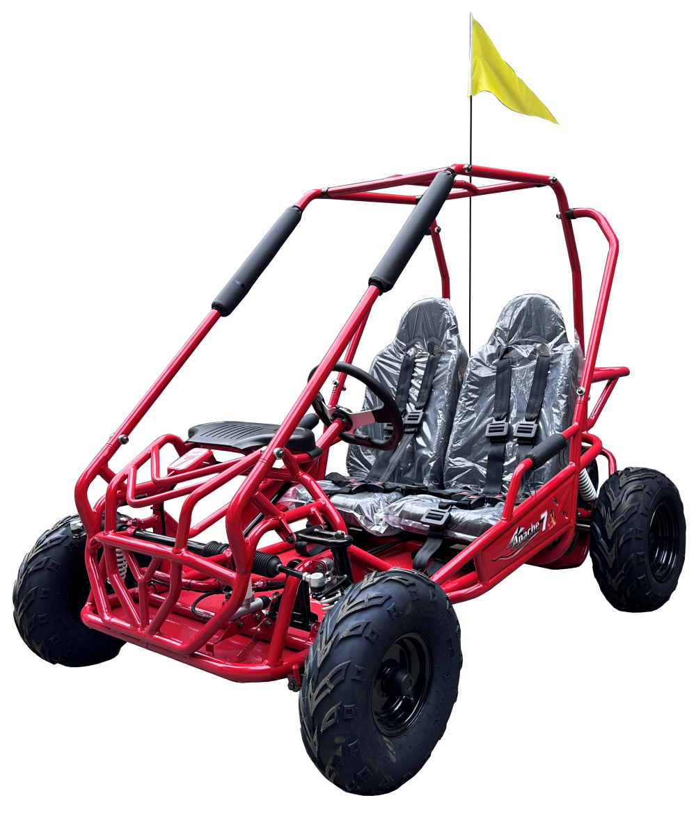 Apache 7 212cc Youth Go Kart for Kids Ages 10+ – Full Roll Cage, High-Back Seats, Over-the-Shoulder Harnesses, Air-Cooled Engine
