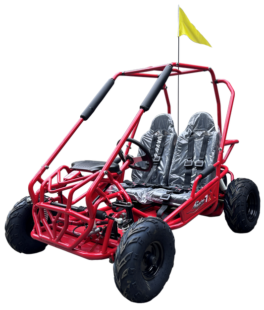 Apache 7 212cc Youth Go Kart for Kids Ages 10+ – Full Roll Cage, High-Back Seats, Over-the-Shoulder Harnesses, Air-Cooled Engine