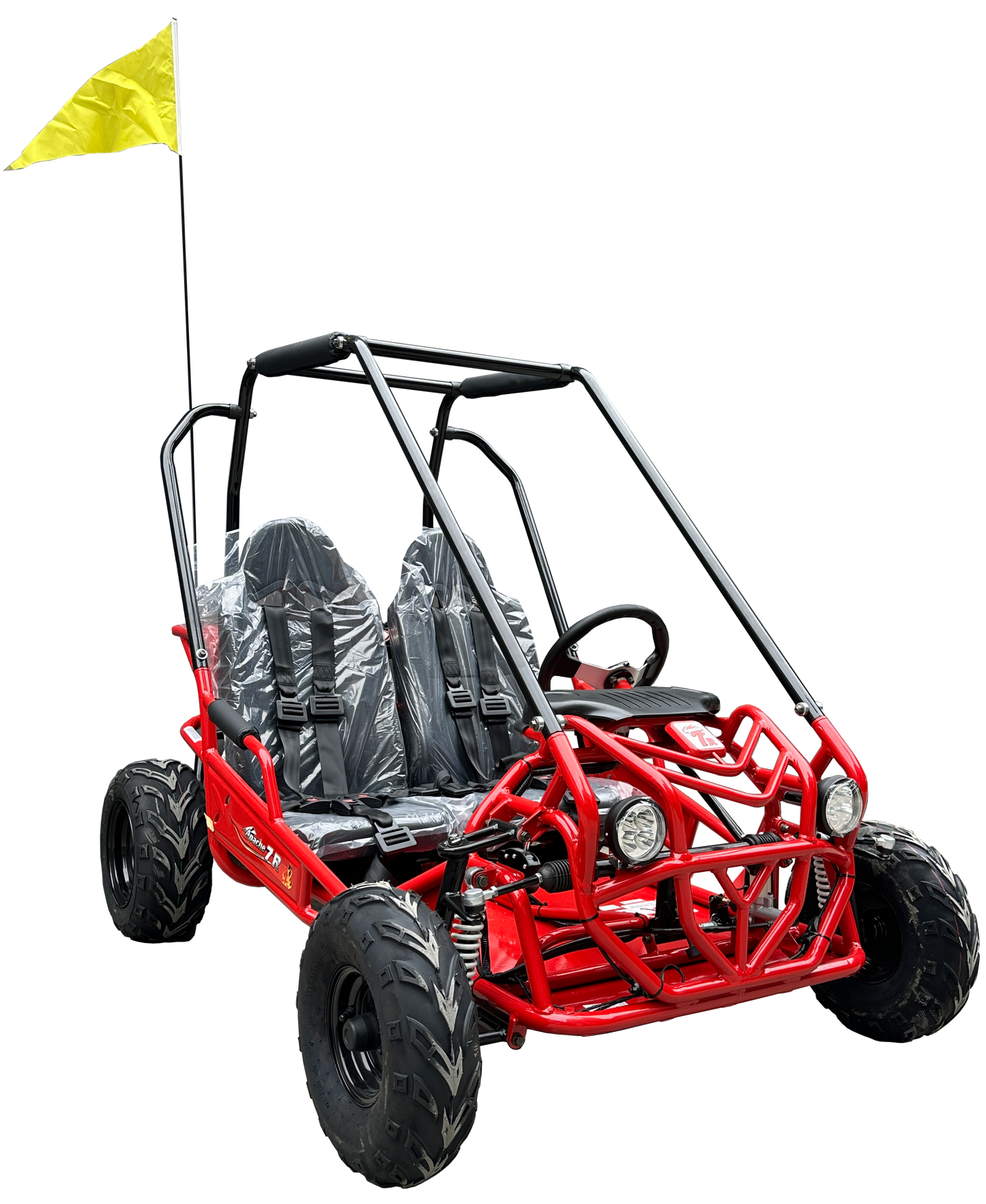 TrailMaster Apache 7 212cc Youth Go Kart for Kids Ages 10+ – Full Roll Cage, High-Back Seats, Over-the-Shoulder Harnesses, Air-Cooled Engine