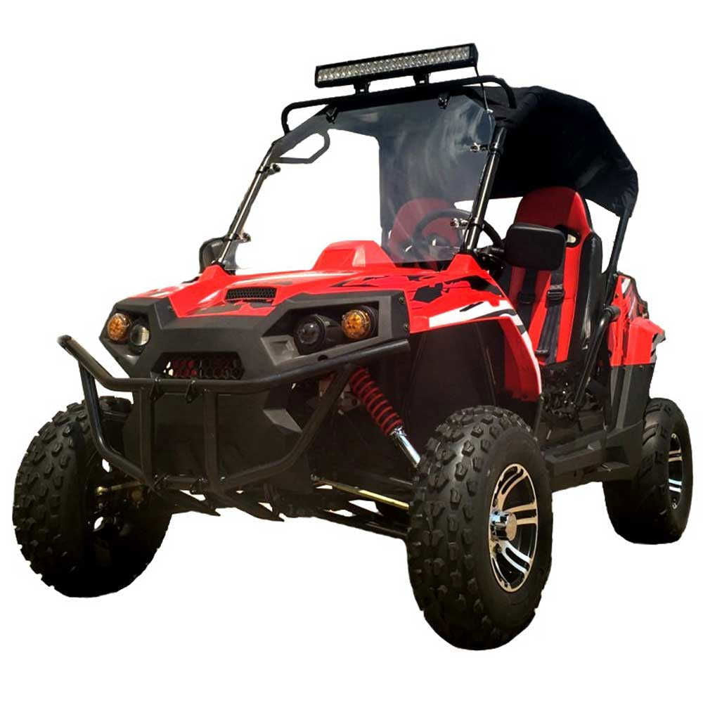 TrailMaster Challenger 200X Go Kart UTV Side by Side, with Alloy Wheels, Windshield and LED Light Bar