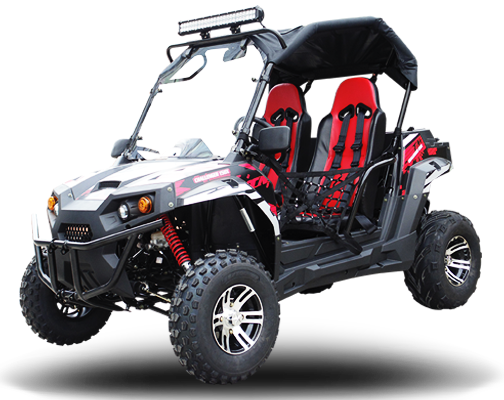 TrailMaster Challenger 200X Go Kart UTV Side by Side, with Alloy Wheels, Windshield and LED Light Bar