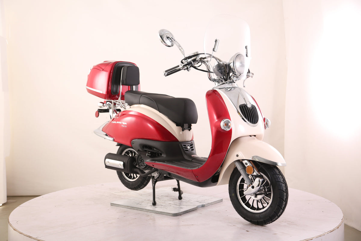 Sorrento 200 Street Scooter, Larger Engine 168.9cc, Locking Trunk, Windshield, USB Charger, Electric Start, CDI Ignition, Air Cooled