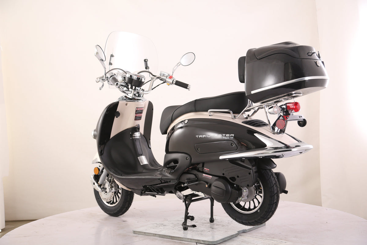 Sorrento 200 Street Scooter, Larger Engine 168.9cc, Locking Trunk, Windshield, USB Charger, Electric Start, CDI Ignition, Air Cooled