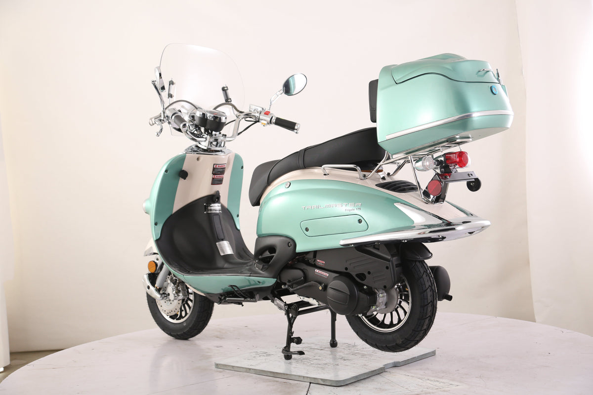 Sorrento 200 Street Scooter, Larger Engine 168.9cc, Locking Trunk, Windshield, USB Charger, Electric Start, CDI Ignition, Air Cooled