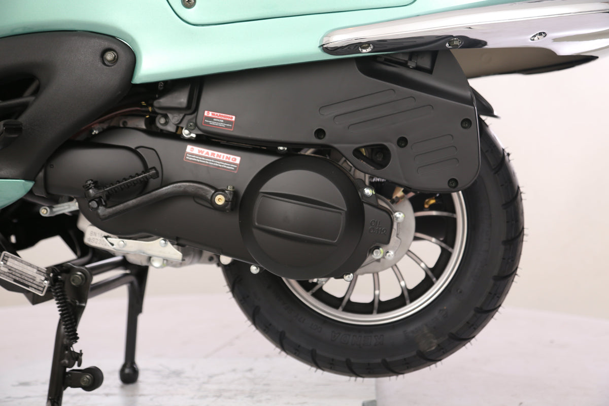 Sorrento 200 Street Scooter, Larger Engine 168.9cc, Locking Trunk, Windshield, USB Charger, Electric Start, CDI Ignition, Air Cooled