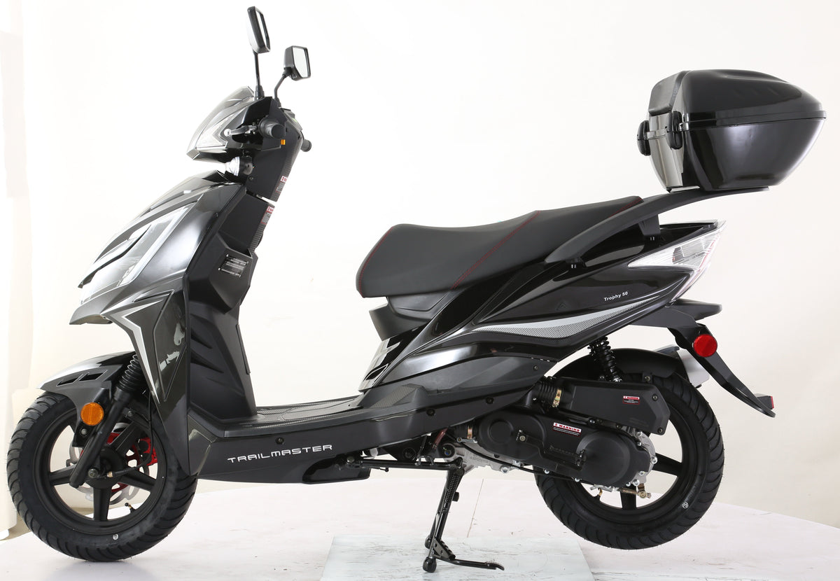 Trophy 200 Street Scooter, Electric start, Disk Brakes, CDI ignition, Color Matched Locking Trunk