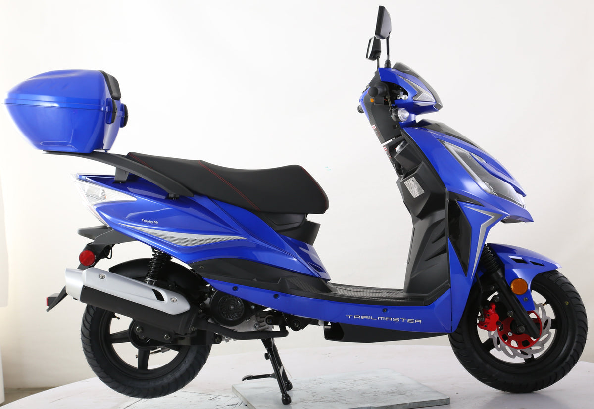Trophy 200 Street Scooter, Electric start, Disk Brakes, CDI ignition, Color Matched Locking Trunk