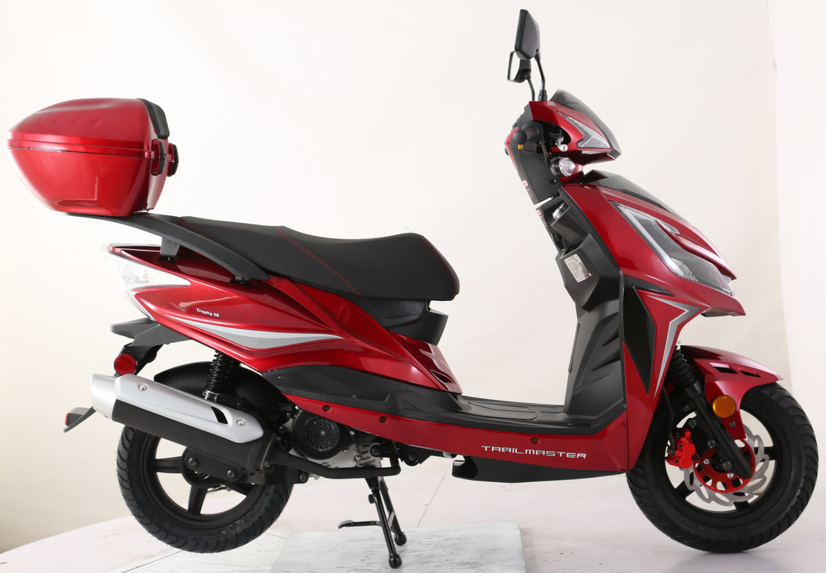 Trophy 200 Street Scooter, Electric start, Disk Brakes, CDI ignition, Color Matched Locking Trunk