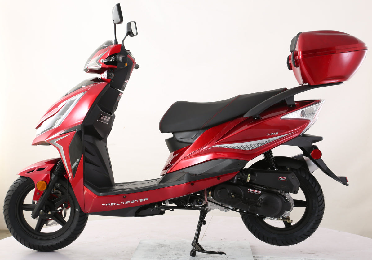 Trophy 200 Street Scooter, Electric start, Disk Brakes, CDI ignition, Color Matched Locking Trunk